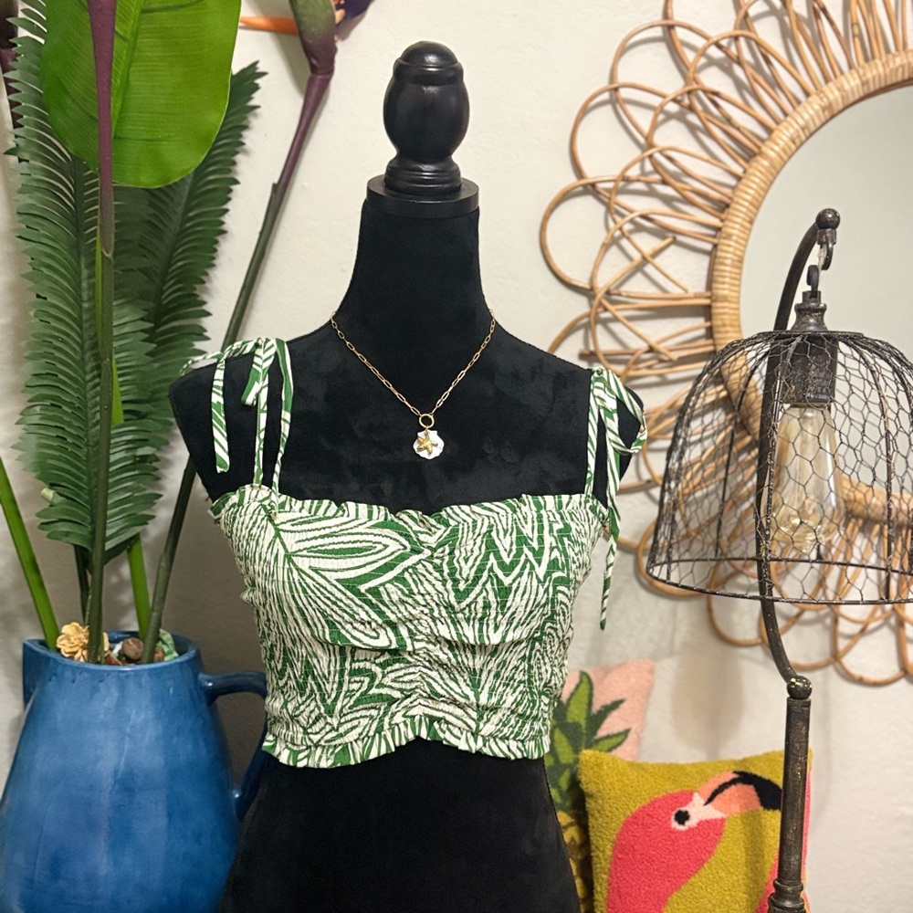 Blu Pepper Tropical Tie Strap Crop Top